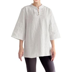 imageMinibee Womens 34 Length Sleeve Tops Cotton Linen Shirts Casual Blouse Summer Tops for WomenWhite