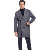 imageFTCayanz Mens Wool Trench Coat Winter Slim Fit Business Top Coat Single Breasted OvercoatGrey