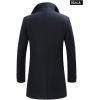 imageFTCayanz Mens Wool Trench Coat Winter Slim Fit Business Top Coat Single Breasted OvercoatStyle 1 Navy