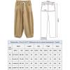 imageMinibee Womens Baggy Harem Pants Wide Leg Casual Pant Summer Cotton Drawstring Trousers with PocketsKhaki