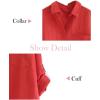 imageMinibee Womens Linen Blouse High Low Shirt RollUp Sleeve TopsRed