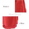imageMinibee Womens Linen Blouse High Low Shirt RollUp Sleeve TopsRed