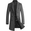 imageFTCayanz Mens Wool Trench Coat Winter Slim Fit Business Top Coat Single Breasted OvercoatGrey