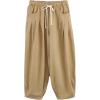 imageMinibee Womens Baggy Harem Pants Wide Leg Casual Pant Summer Cotton Drawstring Trousers with PocketsKhaki