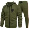 imagePASOK Mens Casual Tracksuit Set Long Sleeve FullZip Running Jogging Athletic Sweat SuitsArmy Green
