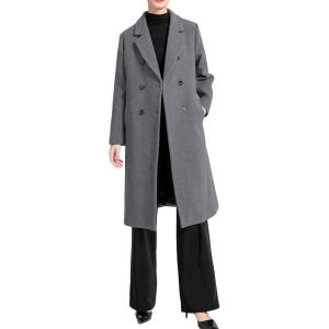 imageMinibee Womens Wool Trench Coats Warm Winter Pea Coat Double Breasted MidLong Overcoat Lapel JacketsGrey