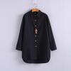 imageMinibee Womens Cotton Shirts Tunics Hi Low Tops Boyfriend Button Down BlouseBlack