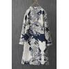 imageMinibee Womens Linen Dress Long Sleeve Retro Tunic Dresses Ethnic Floral Print Clothing