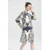 imageMinibee Womens Linen Dress Long Sleeve Retro Tunic Dresses Ethnic Floral Print Clothing