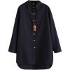 imageMinibee Womens Cotton Shirts Tunics Hi Low Tops Boyfriend Button Down BlouseBlack