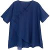 imageMinibee Womens Linen Retro Chinese Frog Button Tops BlouseNavy
