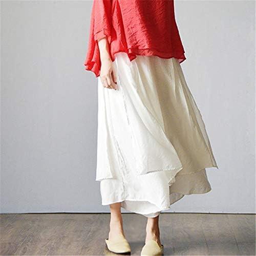 imageMinibee Womens Wide Leg Pants Loose Layer Capris Palazzo Elastic Waist TrousersWhite