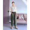 imageMinibee Womens Baggy Linen Wide Leg Trousers Casual Patchwork Elastic Waist Harem PantsArmy Green