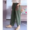 imageMinibee Womens Baggy Linen Wide Leg Trousers Casual Patchwork Elastic Waist Harem PantsArmy Green