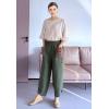 imageMinibee Womens Baggy Linen Wide Leg Trousers Casual Patchwork Elastic Waist Harem PantsArmy Green