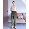 imageMinibee Womens Baggy Linen Wide Leg Trousers Casual Patchwork Elastic Waist Harem PantsArmy Green