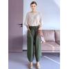 imageMinibee Womens Baggy Linen Wide Leg Trousers Casual Patchwork Elastic Waist Harem PantsArmy Green