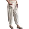 imageMinibee Womens Baggy Linen Wide Leg Trousers Casual Patchwork Elastic Waist Harem PantsLinen