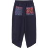imageMinibee Womens Baggy Linen Wide Leg Trousers Casual Patchwork Elastic Waist Harem PantsNavy Blue