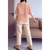 imageMinibee Womens Cotton Linen Shirts Summer 34 Length Sleeve Tops Chinese Frog Casual BlouseOrange Pink