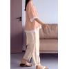 imageMinibee Womens Cotton Linen Shirts Summer 34 Length Sleeve Tops Chinese Frog Casual BlouseOrange Pink