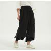 imageMinibee Womens Wide Leg Pants Loose Layer Capris Palazzo Elastic Waist TrousersBlack