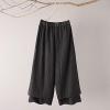 imageMinibee Womens Wide Leg Pants Loose Layer Capris Palazzo Elastic Waist TrousersBlack