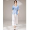 imageMinibee Womens Wide Leg Pants Loose Layer Capris Palazzo Elastic Waist TrousersWhite