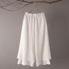 imageMinibee Womens Wide Leg Pants Loose Layer Capris Palazzo Elastic Waist TrousersWhite