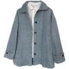imageMinibee Womens Corduroy Jackets Long Sleeve Coats Button Down Outwear Tops with PocketsBlue
