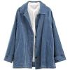 imageMinibee Womens Corduroy Jackets Long Sleeve Coats Button Down Outwear Tops with PocketsDenim Blue