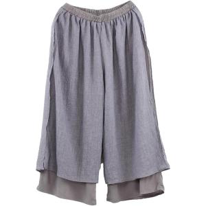 imageMinibee Womens Wide Leg Pants Loose Layer Capris Palazzo Elastic Waist TrousersGrey