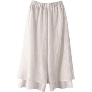 imageMinibee Womens Wide Leg Pants Loose Layer Capris Palazzo Elastic Waist TrousersWhite