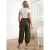 imageMinibee Womens Casual Pants Wide Leg Baggy Tapered Capri Drawstring Elastic Waist Ankle Trousers with Pockets