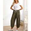 imageMinibee Womens Casual Pants Wide Leg Baggy Tapered Capri Drawstring Elastic Waist Ankle Trousers with Pockets
