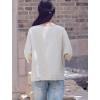 imageMinibee Womens Elbow Sleeve Linen Tunic Tops Solid Color Retro Blouse
