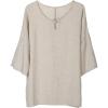 imageMinibee Womens Elbow Sleeve Linen Tunic Tops Solid Color Retro Blouse
