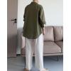 imageMinibee Womens Button Down Shirts Cotton Linen Long Sleeve Collared Casual Blouses Embroidered Tunic TopsArmy Green