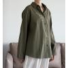 imageMinibee Womens Button Down Shirts Cotton Linen Long Sleeve Collared Casual Blouses Embroidered Tunic TopsArmy Green