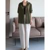 imageMinibee Womens Button Down Shirts Cotton Linen Long Sleeve Collared Casual Blouses Embroidered Tunic TopsArmy Green