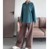 imageMinibee Womens Button Down Shirts Cotton Linen Long Sleeve Collared Casual Blouses Embroidered Tunic TopsBlue