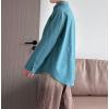 imageMinibee Womens Button Down Shirts Cotton Linen Long Sleeve Collared Casual Blouses Embroidered Tunic TopsBlue