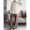 imageMinibee Womens Button Down Shirts Cotton Linen Long Sleeve Collared Casual Blouses Embroidered Tunic TopsCream