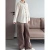 imageMinibee Womens Button Down Shirts Cotton Linen Long Sleeve Collared Casual Blouses Embroidered Tunic TopsCream