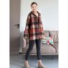 imageMinibee Womens Flannel Plaid Shacket Long Sleeve Jacket Button Down Shirts Coats with PocketsBrown
