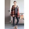 imageMinibee Womens Flannel Plaid Shacket Long Sleeve Jacket Button Down Shirts Coats with PocketsBrown