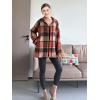 imageMinibee Womens Flannel Plaid Shacket Long Sleeve Jacket Button Down Shirts Coats with PocketsBrown