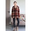 imageMinibee Womens Flannel Plaid Shacket Long Sleeve Jacket Button Down Shirts Coats with PocketsBrown