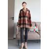 imageMinibee Womens Flannel Plaid Shacket Long Sleeve Jacket Button Down Shirts Coats with PocketsBrown