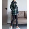imageMinibee Womens Flannel Plaid Shacket Long Sleeve Jacket Button Down Shirts Coats with PocketsGreen